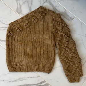 Vici Off-the-Shoulder Knit Sweater in Brown